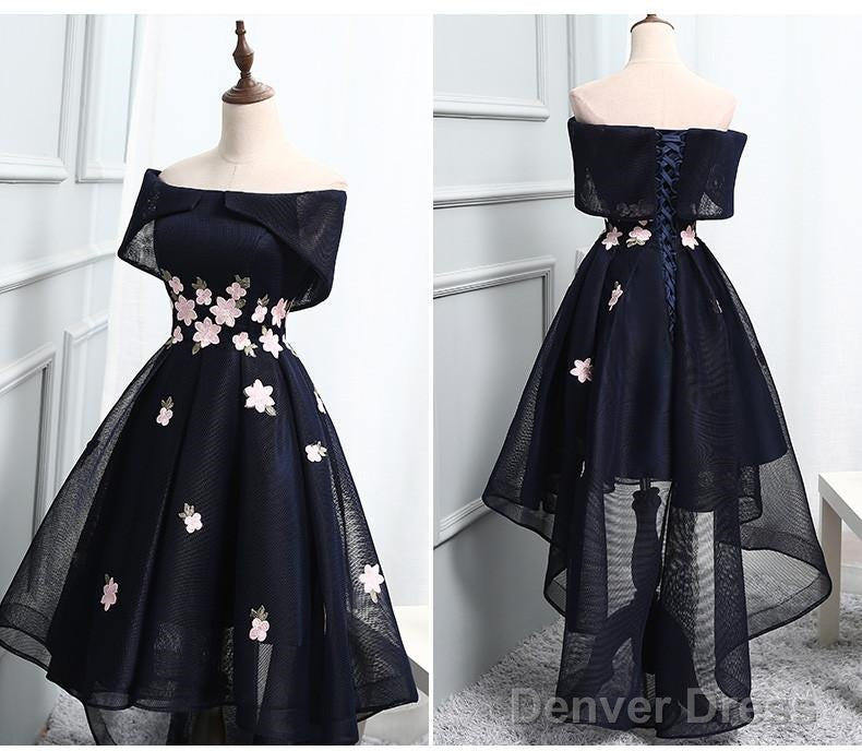 Beautiful Navy Bluehomecoming Dress, Chic Asymmetrical Short Prom Dress Secondary image