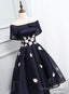 Beautiful Navy Bluehomecoming Dress, Chic Asymmetrical Short Prom Dresses