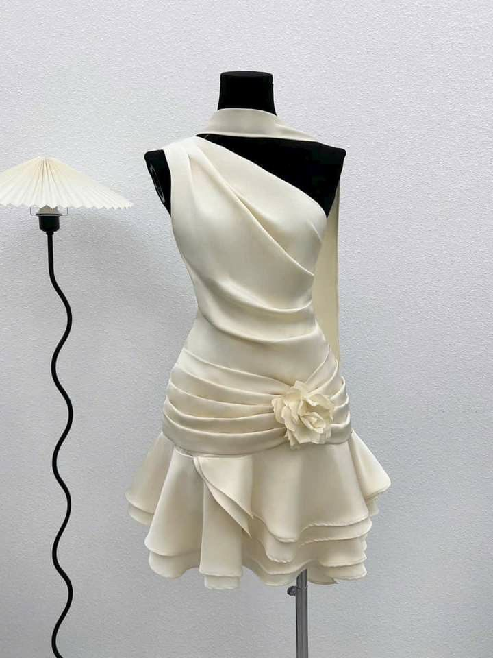 Beautiful One Shoulder Satin Pleated A Line Homecoming Dresses Main image