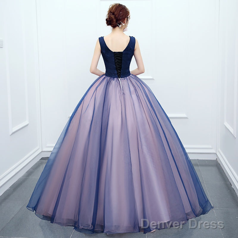 Beautiful Pink And Blue Organza Long Party Dress, Sweet 16 Gown Secondary image