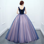 Beautiful Pink And Blue Organza Long Party Dress, Sweet 16 Gown