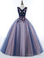 Beautiful Pink And Blue Organza Long Party Dress, Sweet 16 Gown