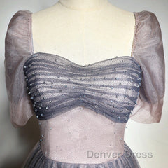 Beautiful Pink Gradient Beaded Sweetheart Long Prom Dresses, Tulle Evening Dresses