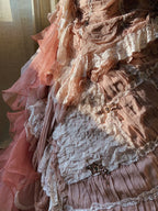 Beautiful Pink Rose Slim Skirt Pleated French Lace Mermaid Wedding Dresses