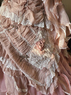 Beautiful Pink Rose Slim Skirt Pleated French Lace Mermaid Wedding Dresses