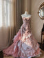 Beautiful Pink Rose Slim Skirt Pleated French Lace Mermaid Wedding Dresses