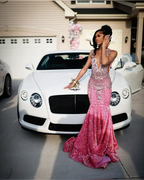 Beautiful Pink Sequin Beaded Mermaid Prom Dress