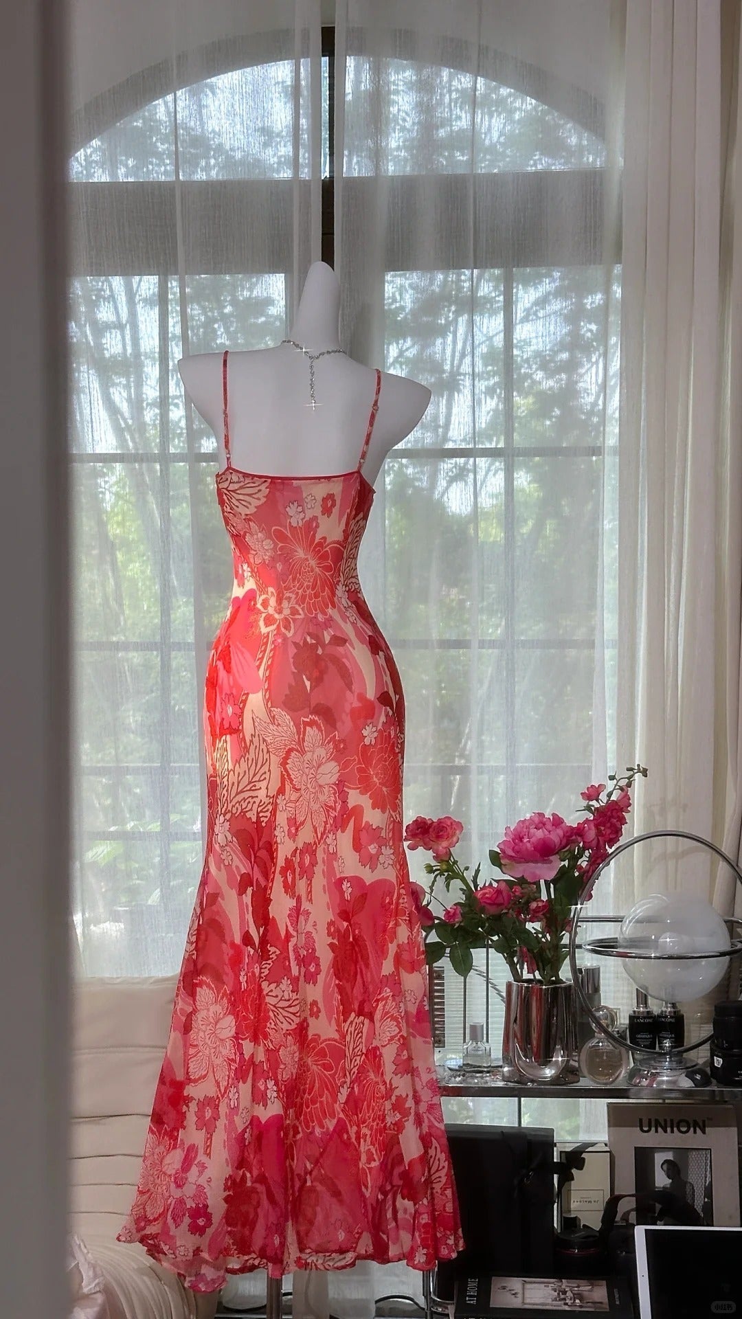 Beautiful Printed V-Neck Strapless Chiffon Mermaid Prom Dresses Secondary image
