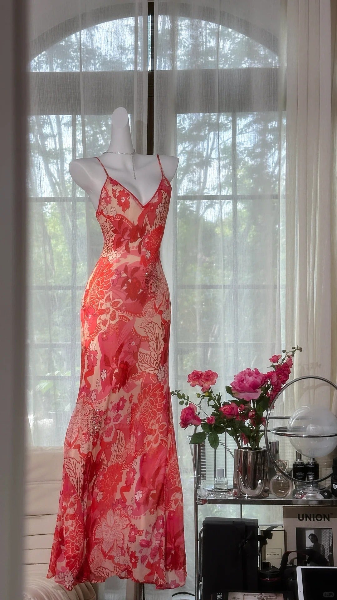 Beautiful Printed V-Neck Strapless Chiffon Mermaid Prom Dresses