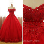 Beautiful Red Tulle Sweet 16 Gowns, Prom Gowns, Red Party Dresses