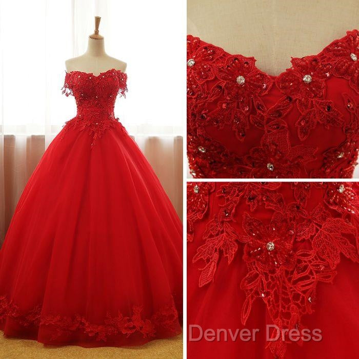 Beautiful Red Tulle Sweet 16 Gowns, Prom Gowns, Red Party Dresses