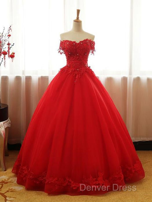 Beautiful Red Tulle Sweet 16 Gowns, Prom Gowns, Red Party Dresses