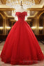 Beautiful Red Tulle Sweet 16 Gowns, Prom Gowns, Red Party Dresses