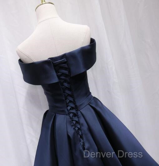 Beautiful Satin Off Shoulder Lace Up Knee Length Bridesmaid Dress , Short Homecoming Dresses
