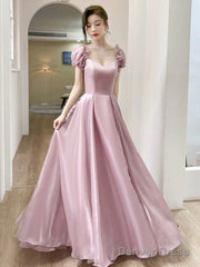 Beautiful Soft Pink Long Party Dress, Tulle A-Line Evening Prom Dress