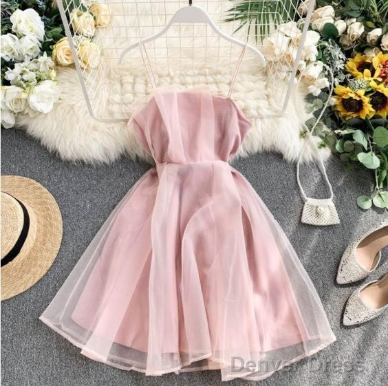 Beautiful Spaghetti Strap Chiffon Summer Homecoming Dresses Main image