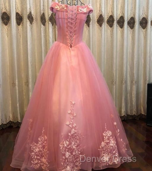 Beautiful Sweetheart Pink Tulle Prom Dress, Pink Prom Dresses