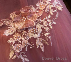 Beautiful Sweetheart Pink Tulle Party Dress, Pink Formal Dresses