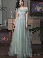 Beautiful Tulle A Line Floor Length Prom Dress Prom Dress, Tulle Prom Dresses With Lace