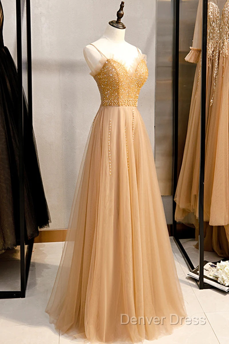 Beautiful Tulle Beaded Sweetheart Party Dresses, A-Line Tulle Floor Length Prom Dresses Secondary image