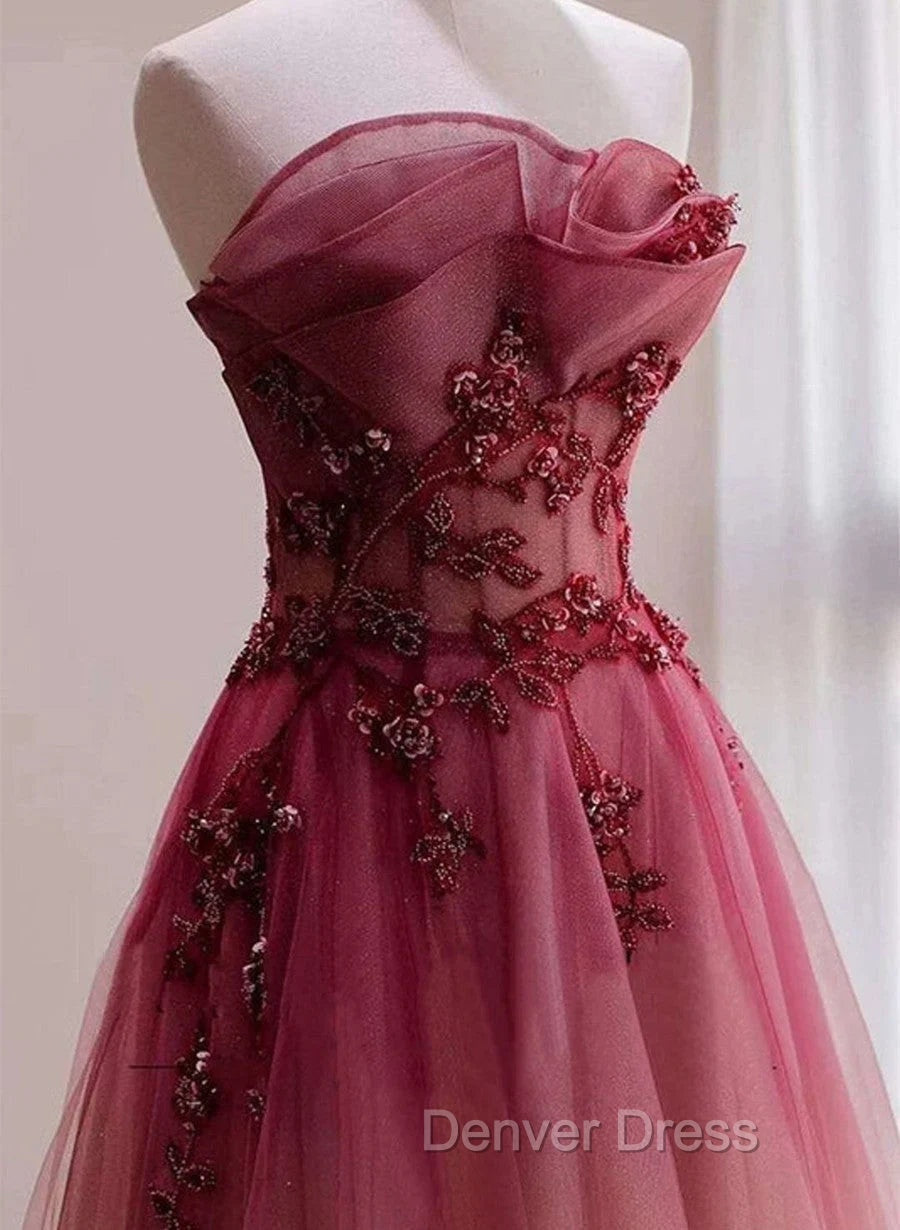 Beautiful Tulle Gradient with Beaded Long Party Dresses A-line Gradient Prom Dresses prom Dresses shops Secondary image