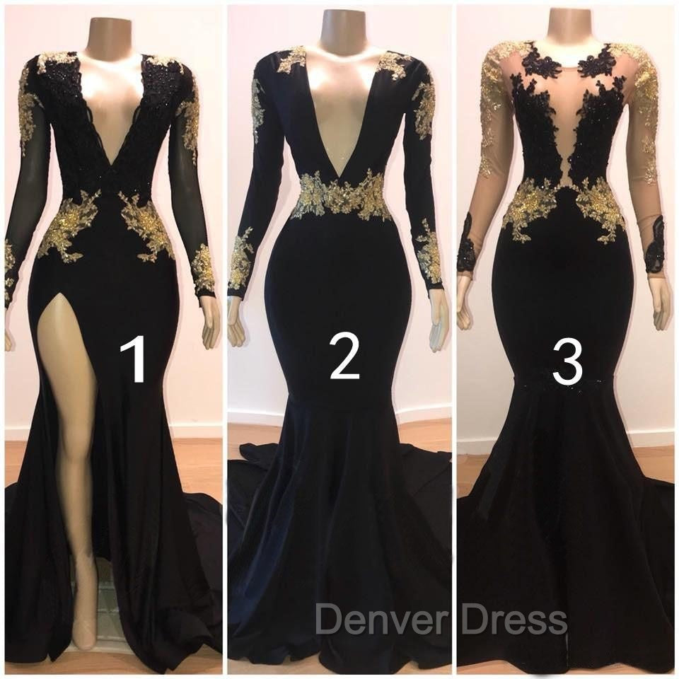Beautiful V-Neck Long Sleevess Appliques Mermaid Floor-Length Prom Dresses Secondary image