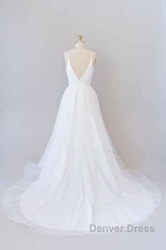 Beautiful V Neck Tulle A Line Wedding Dresses Secondary image