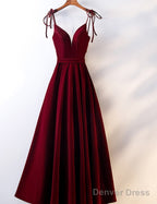 Beautiful Velvet Straps Long V-Neckline Long Prom Dress, Velvet Bridesmaid Dresses