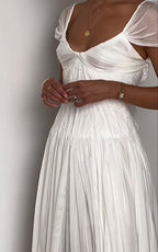 Beautiful White Chiffon A Line Prom Dress Wedding Dresses