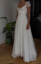 Beautiful White Chiffon A Line Prom Dress Wedding Dresses
