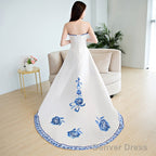 Beautiful White Satin With Flowers Embroidery Party Dresses, High Low Simple Satin Graduation Dresses