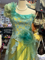 Beautiful Yellow-Green A-Line One-Shoulder Tulle Long Prom Dresses Evening Dresses
