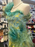 Beautiful Yellow-Green A-Line One-Shoulder Tulle Long Prom Dresses Evening Dresses