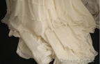 Beige Square Neck Chiffon Lace Empire Dress Long Prom Dress Beaded Wedding Dresses