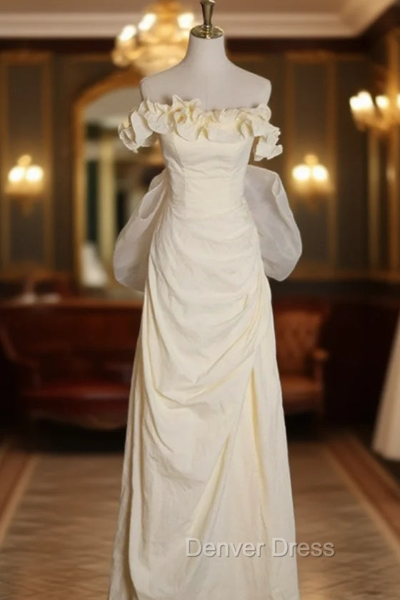 Beige Yellow Strapless Wedding Dresses Main image