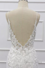 Best Spaghetti Strap Appliques Mermaid Wedding Dresses