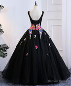 Black Tulle Long Prom Gowns Black Prom Dresses