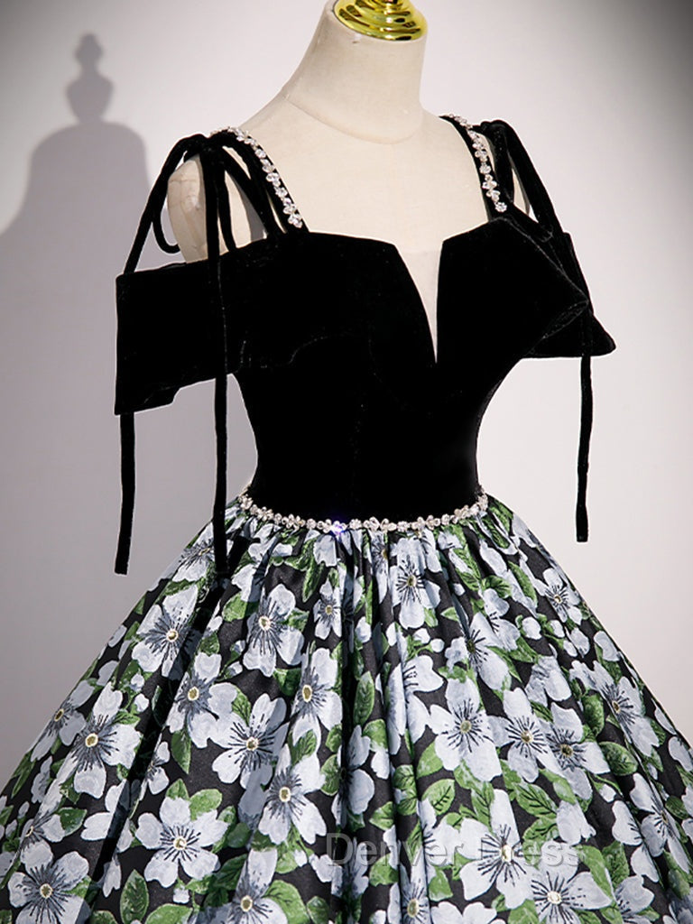Black A Line Satin Long Prom Dress, Black Long Prom Dresses