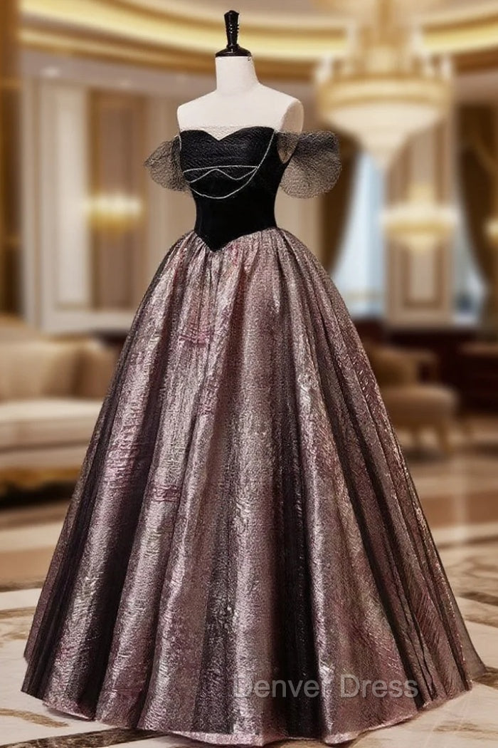 Black A Line Satin Tulle Long Prom Dress, Black Prom Black Prom Dresses