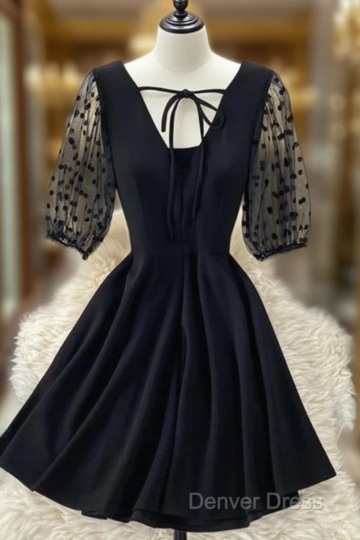 Black A Line Short Dresses Fashion Dresses Homecoming Dresses