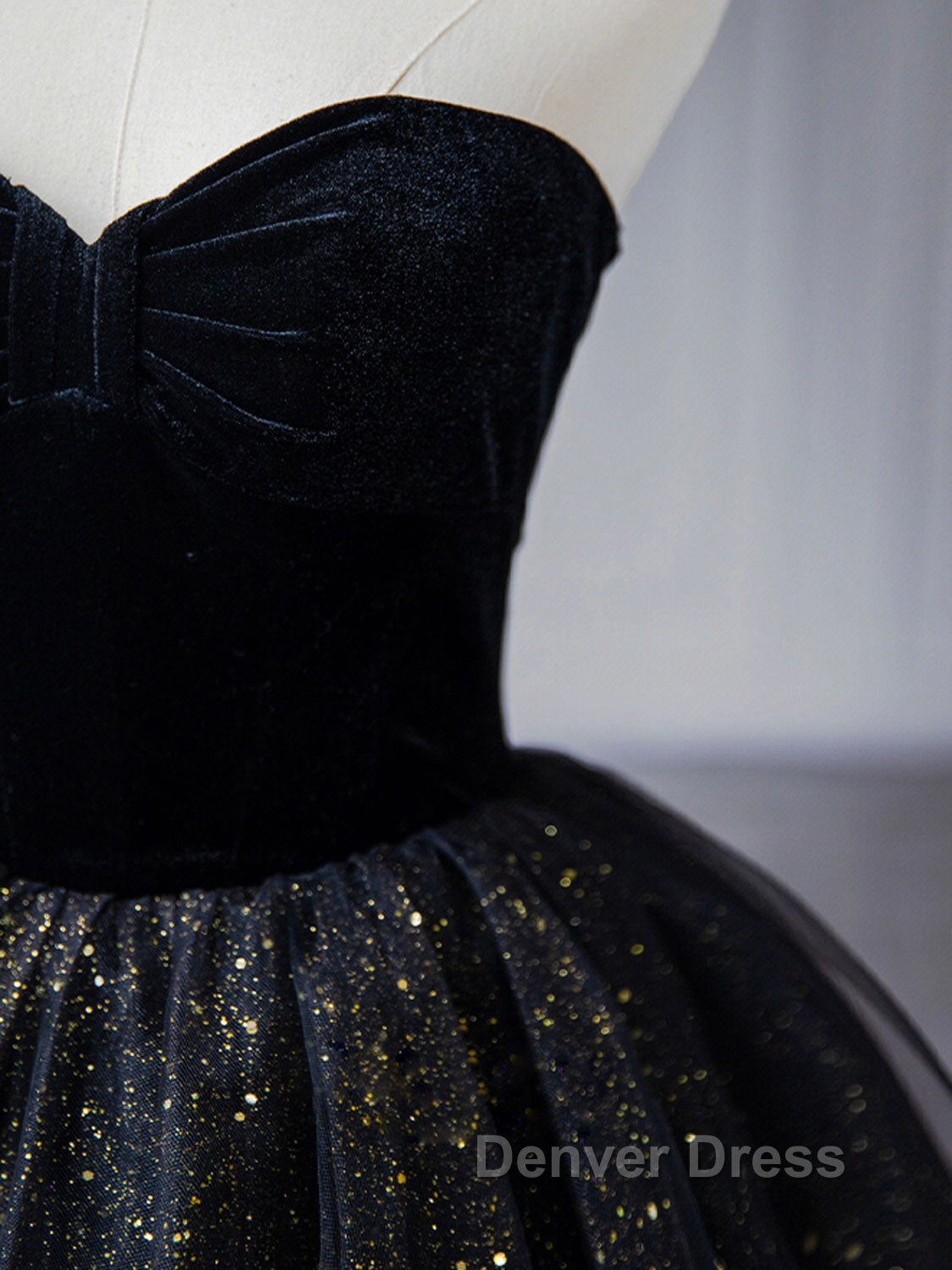 Black A Line Tulle Shiny Tulle Long Prom Dress, Black Tulle Prom Dresses