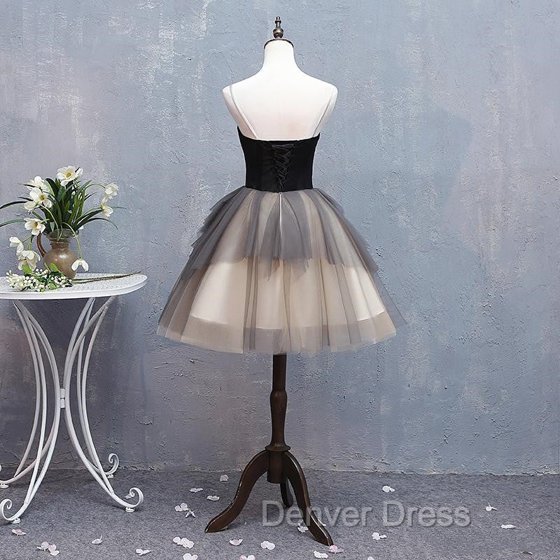 Black and Champagne Sweetheart Short Formal Dresses Party Dresses, Short Homecoming Dresses
