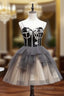 Black and Champagne Sweetheart Short Formal Dresses Party Dresses, Short Homecoming Dresses