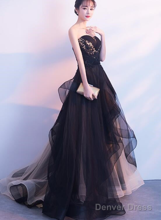 Black And Champagne Tulle Sweet 16 Dress, Beautiful Prom Dress Main image
