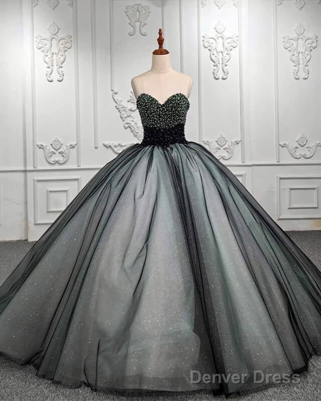 Black And Nude Ball Gown With Beaded Bodice Corset Main image