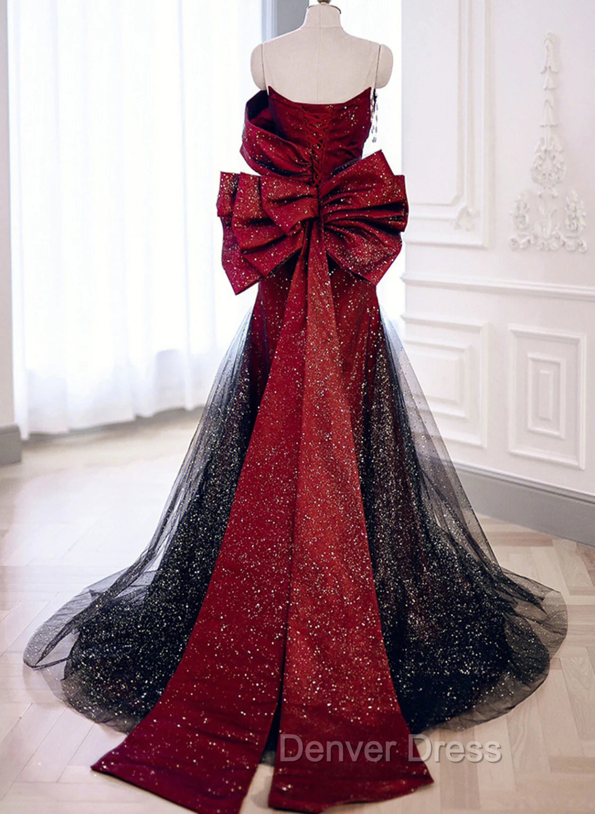 Black And Red Long Party Dresses Prom Dresses, Sweetheart Satin Evening Dresses Formal Dresses