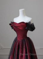 Black and Red Long Prom Dresses Formal Evening Gown