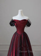 Black and Red Long Prom Dresses Formal Evening Gown