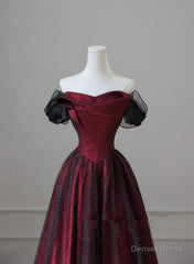 Black and Red Long Prom Dress Formal Evening Gown
