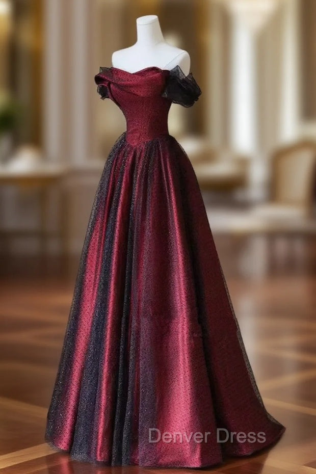 Black and Red Long Prom Dresses Prom Gowns